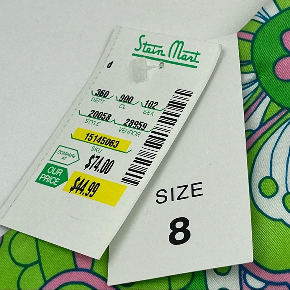 Island Republic Green Pink White Floral Skirt‎ Womens Size 8 Preppy Side Zip NEW
